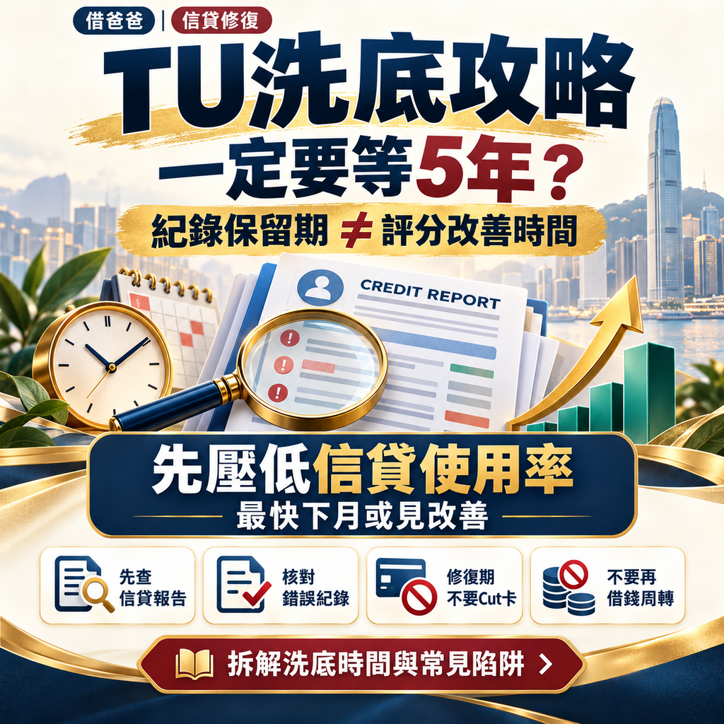 TU 洗底攻略封面，信貸報告同壓低信貸使用率重點