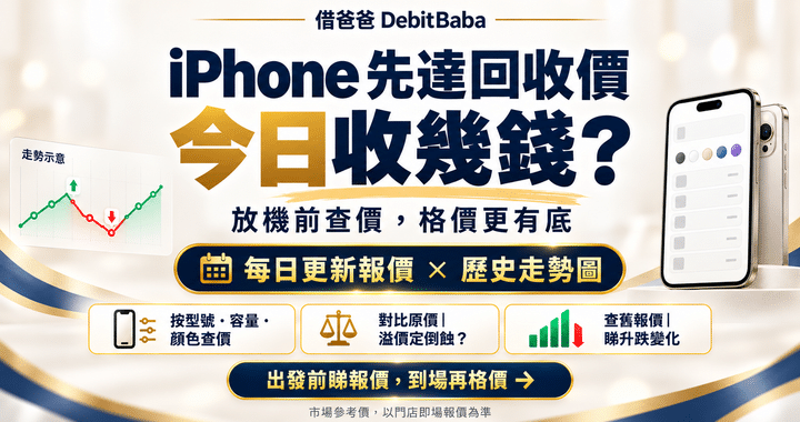 iPhone 先達回收價封面，手機價格走勢同每日收機價更新