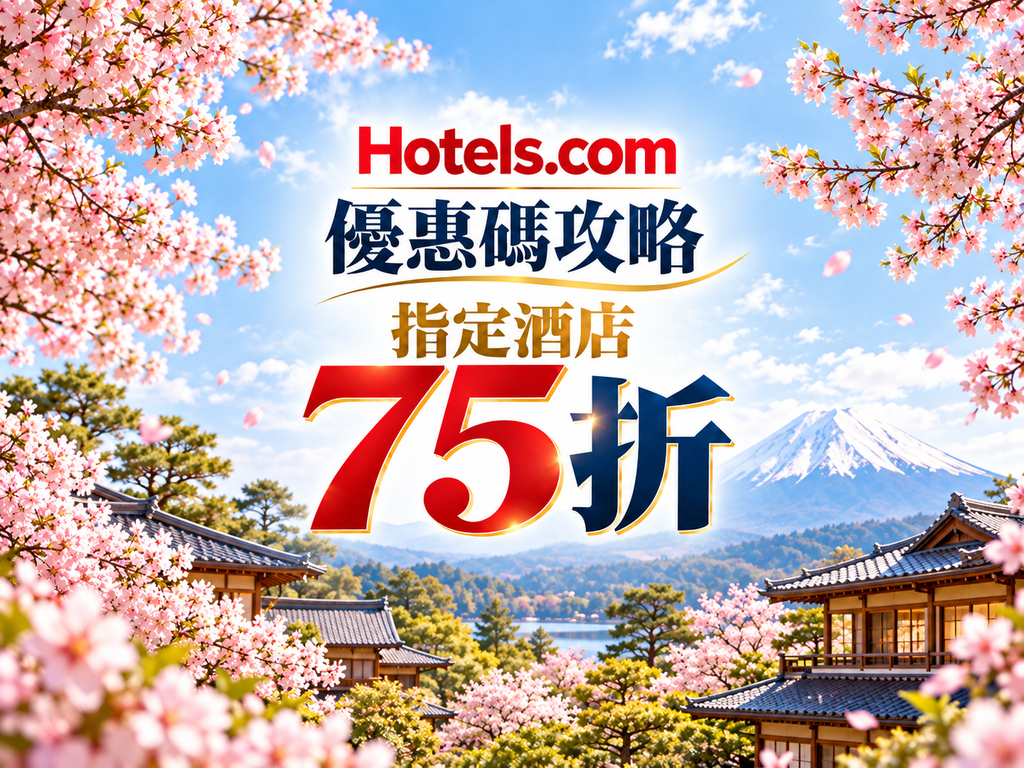 Hotels.com 優惠碼攻略封面，富士山下櫻花同溫泉旅館