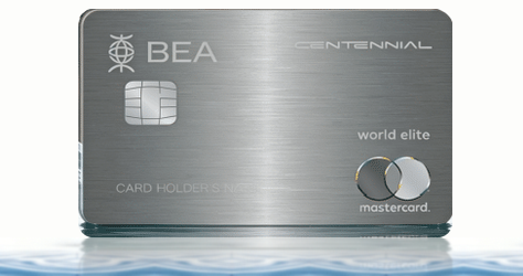 東亞 BEA CENTENNIAL World Elite 卡面，邀請制高端信用卡