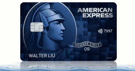 AE BlueCash Card 藍色卡面，簡單現金回贈卡