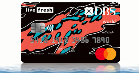 DBS Live Fresh 信用卡卡面，海外網購及自選類別回贈