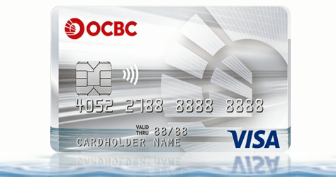 OCBC Credit Card 銀色 Visa 卡面，網購回贈信用卡