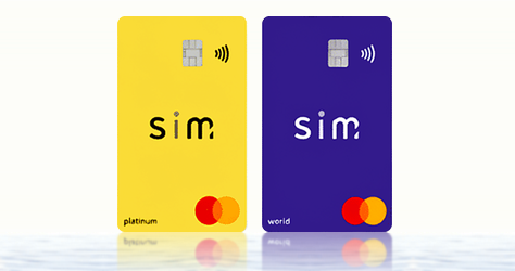 sim Credit Card 黃色及紫色卡面，網購及交通回贈卡